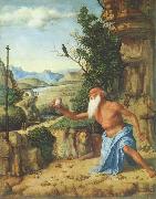 CIMA da Conegliano Hieronymus in einer Landschaft painting